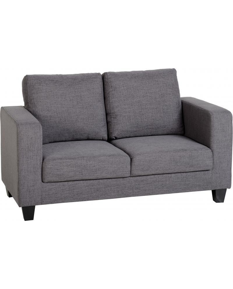 Tempo Two Seater Box Sofa in Grey Fabric