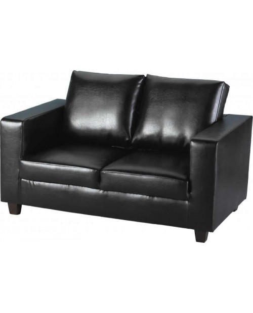 Tempo Two Seater Sofa-in-a-Box in Black Faux Leather