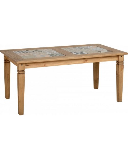 Salvador Tile Top Dining Table in Distressed Waxed Pine