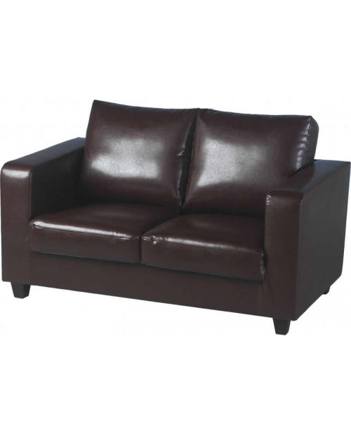 Tempo Two Seater Sofa Brown Faux Leather
