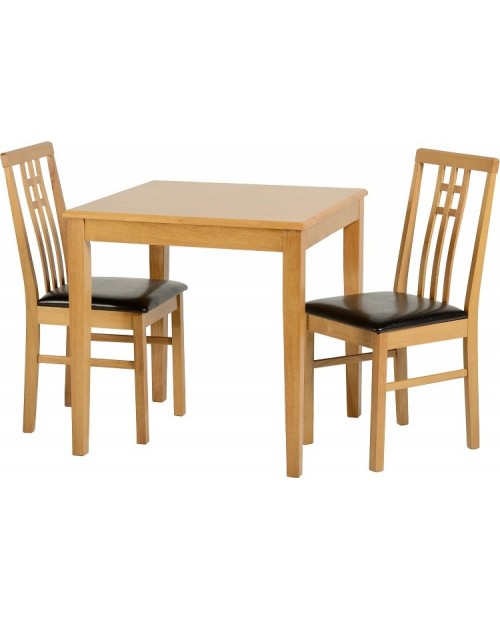 Vienna Dining Set in Medium Oak/Brown Faux Leather
