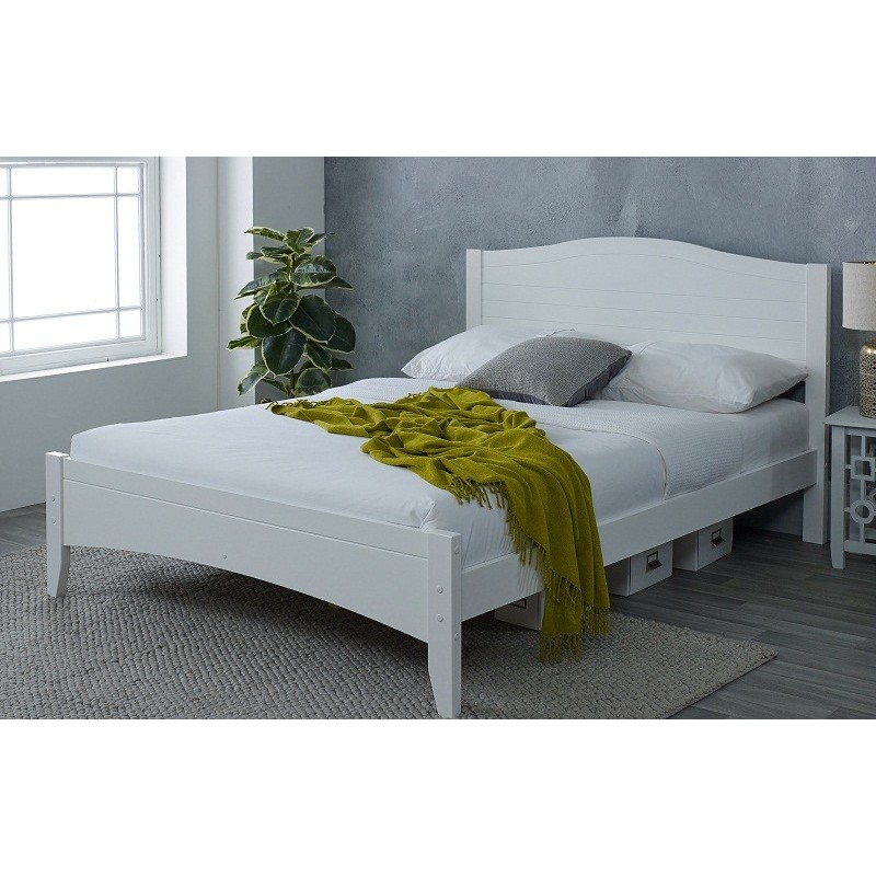 White wood double bed | Wood double bed frame | Brixton Beds