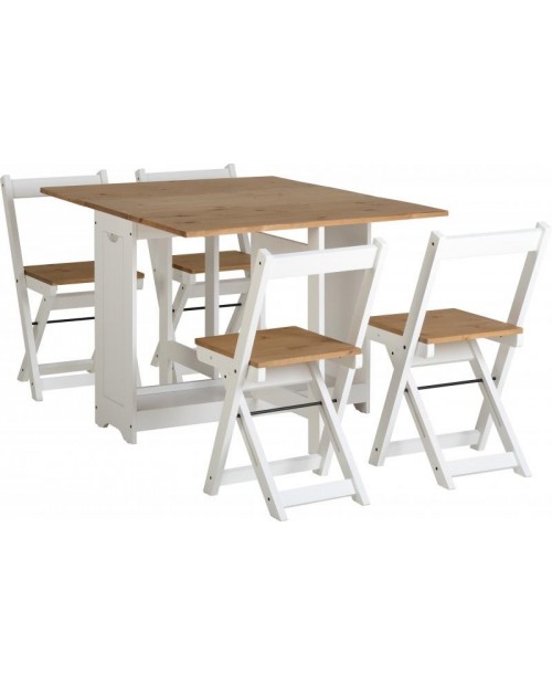 Santos Butterfly Dining Set White/Distressed Waxed Pine