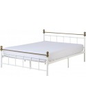 Marlborough 4ft 6inch Bed Frame in White Antique/Brass