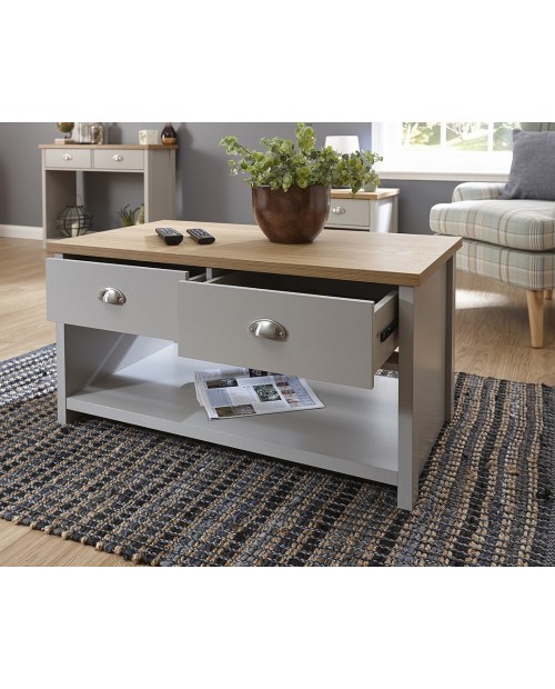 LANCASTER 2 Drawer Coffee Table In Grey