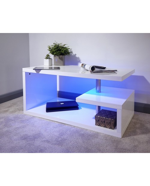 POLAR LED Coffee Table In White High Gloss