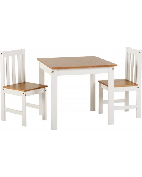 Ludlow 1+2 Dining Set in White/Oak Lacquer