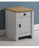 Ludlow 1 Drawer 1 Door Bedside Cabinet in Grey/Oak Lacquer