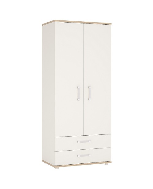4KIDS 2 door 2 drawer wardrobe with opalino handles
