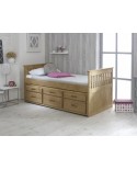 Captains 3ft Single Storage Wooden Bed Waxed