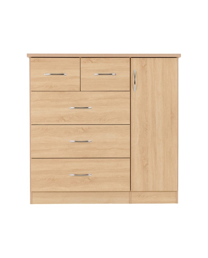 Nevada 5 Drawer Narrow Chest in Oyster Gloss/Light