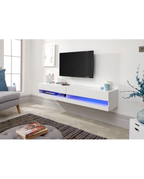 Galicia White 150CM Wall TV Unit With LED