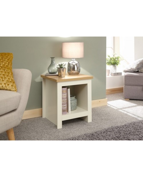 LANCASTER SIDE TABLE WITH SHELF CREAM
