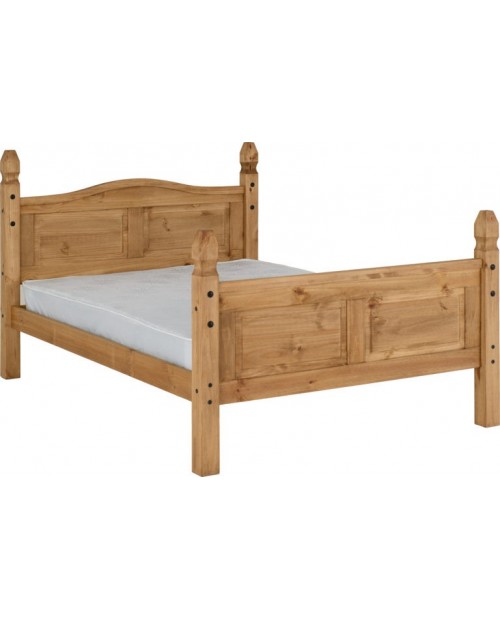 Corona 4'6" Bed High Foot End Distressed Waxed Pine Brixton Beds