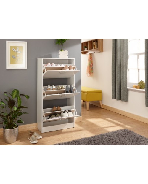  STIRLING THREE TIER SHOE CABINET WHITE