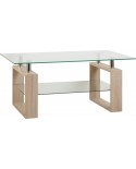 Milan Coffee Table Sonoma Oak Effect Veneer/Clear Glass/Silver