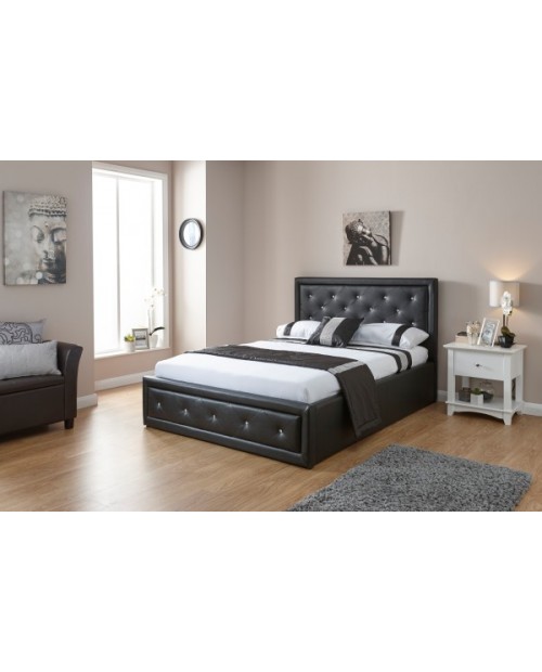 HOLLYWOOD 135CM DOUBLE 4FT6 GAS LIFT BED IN BLACK