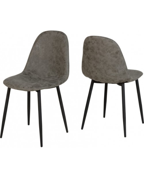 2 x Athens Chair Grey Faux Leather