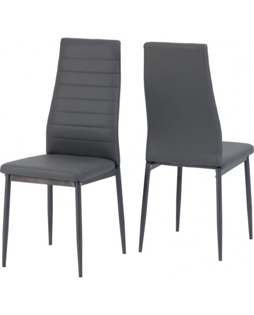 2 x Abbey Chair Grey Faux Leather