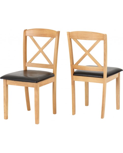 Mason Chair Oak Varnish/Brown Faux Leather