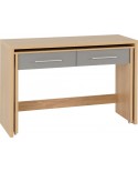 Seville Slider Desk with 2 Drawers Grey High Gloss/Light Oak Effect Veneer