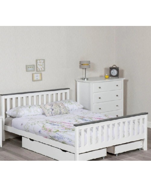 Shanghai White and Grey Wooden Bed