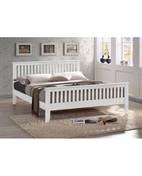 Turin White Solid Wooden Bed Frame