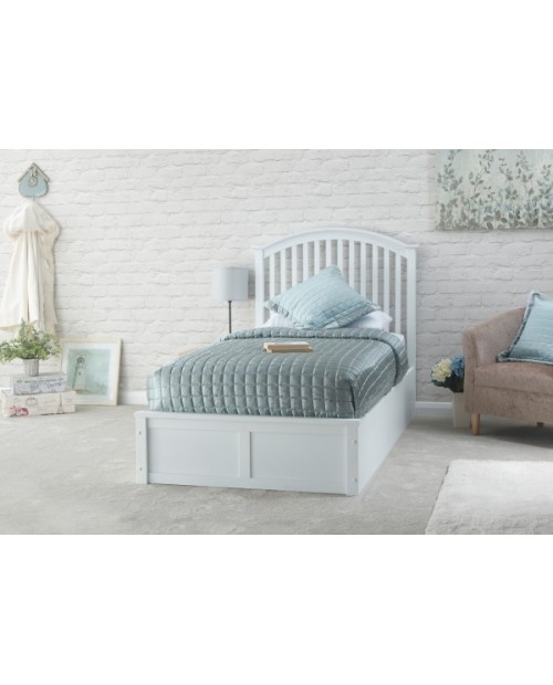 MADRID Solid Wood Storage (3ft-90cm) Single Bed Frame In White