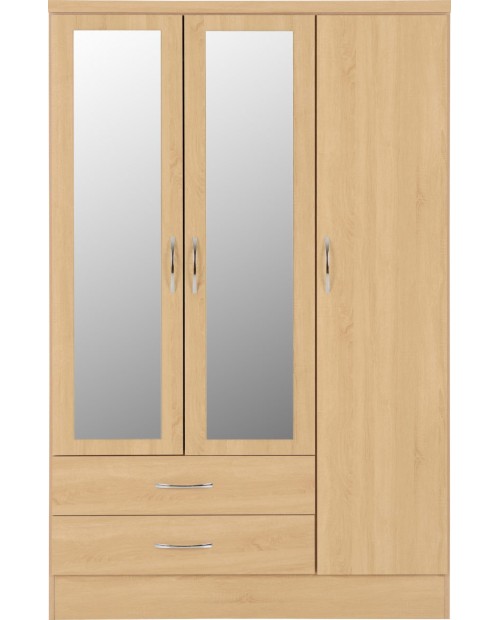 Nevada 3 Doors 2 Drawers Mirrored Wardrobe Sonoma Oak Effect