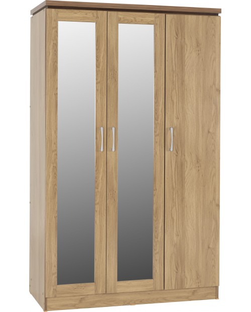 Charles 3 Door All Hanging Mirrored Wardrobe – Oak Effect
