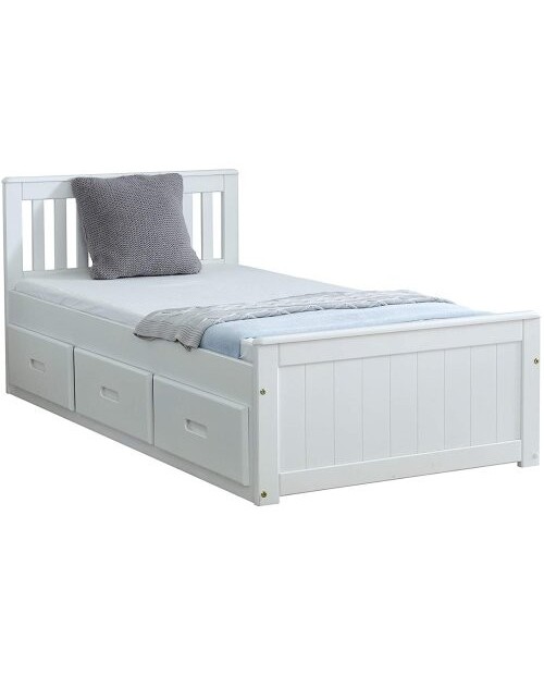 Mission Pine Wood Storage Bed In White Single 3ft