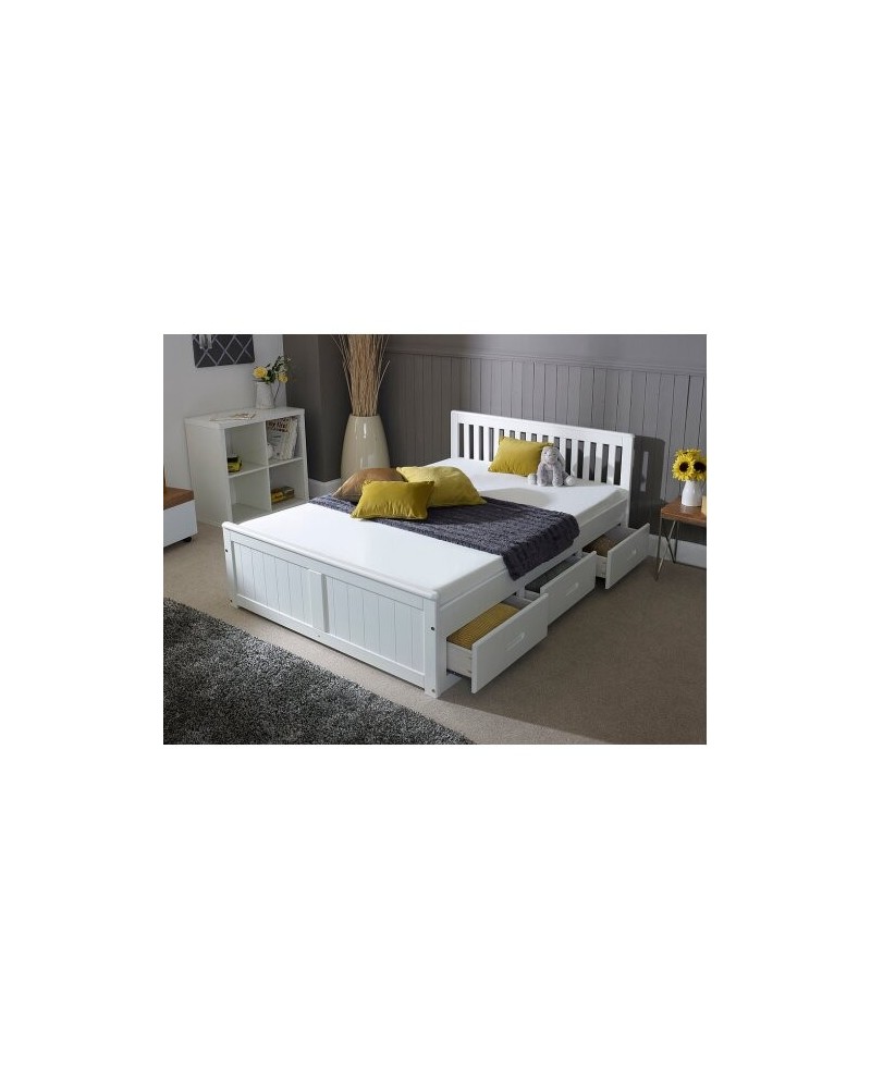 Mission Pine Wood Storage Bed In White Small Double 4ft