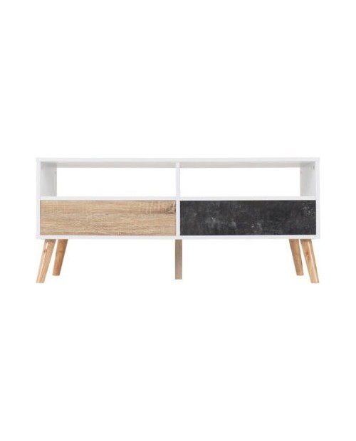 Nordic 2 Drawer Coffee Table White/Distressed Effect
