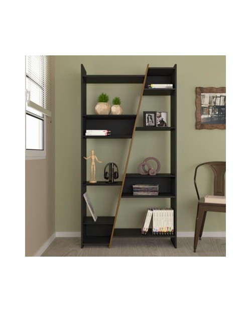 Naples Tall Bookcase Black/Pine Effect