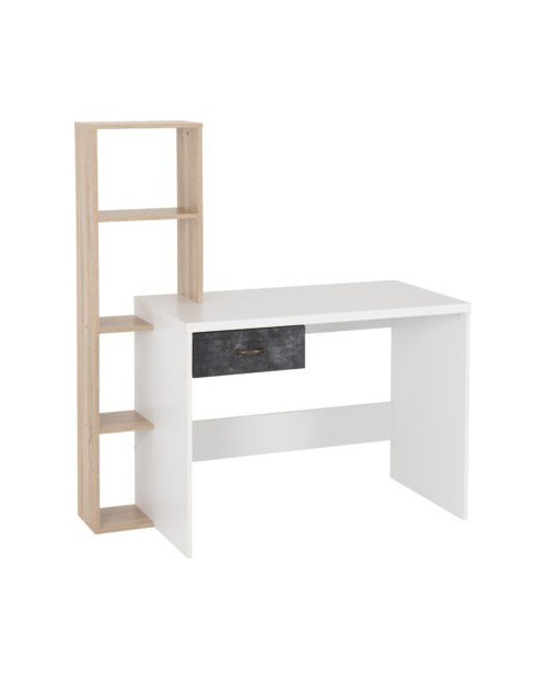 Nordic 1 Drawer Computer Desk White/Distressed Effect