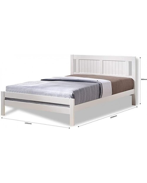 Glory White Wooden Small Double 4FT Bed Frame With Wooden Slats