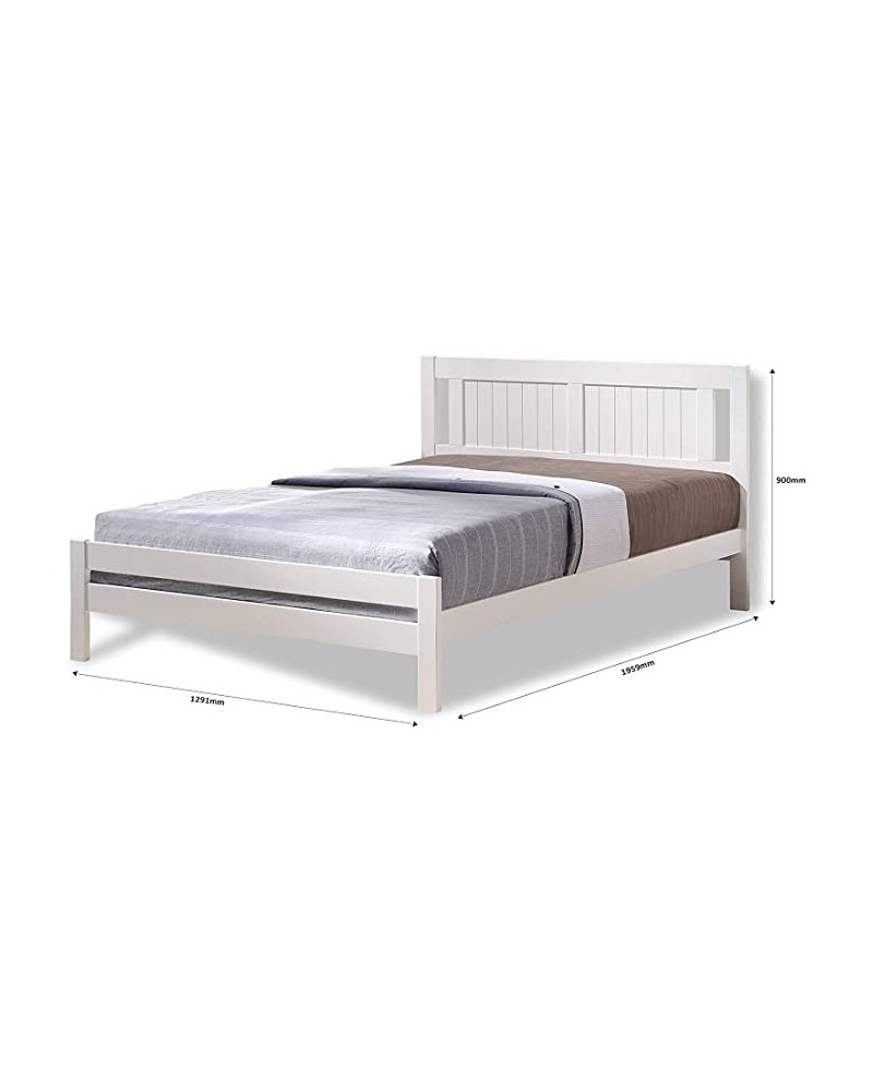 Glory White Wooden King Size 5ft Bed Frame With Wooden Slats