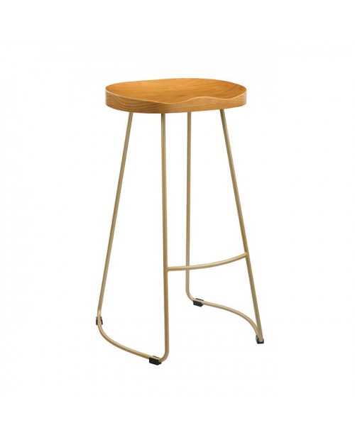 BAILEY PINE WOOD SEAT WITH GOLD EFFECT LEG BAR STO