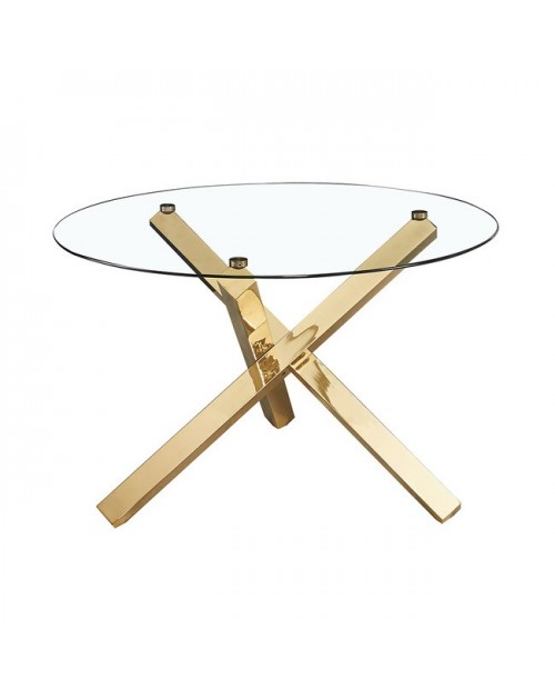 CAPRI DINNING TABLE GLASS TOP WITH GOLD METAL LEGS
