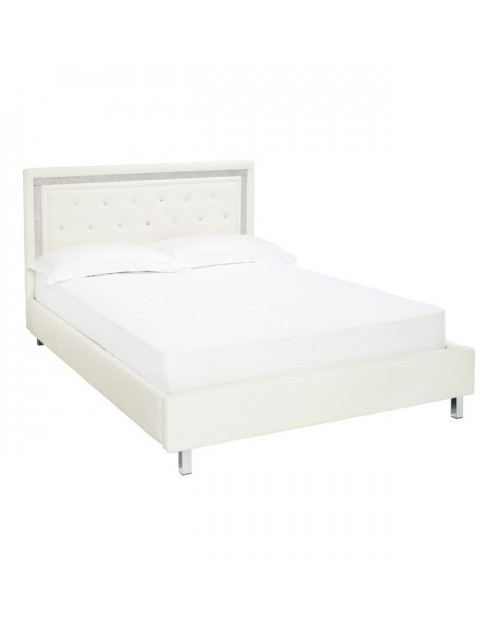 4'6 WHITE CRYSTALLE BED DOUBLE