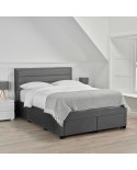 GREENWICH DOUBLE GREY VELVET DRAWER BED