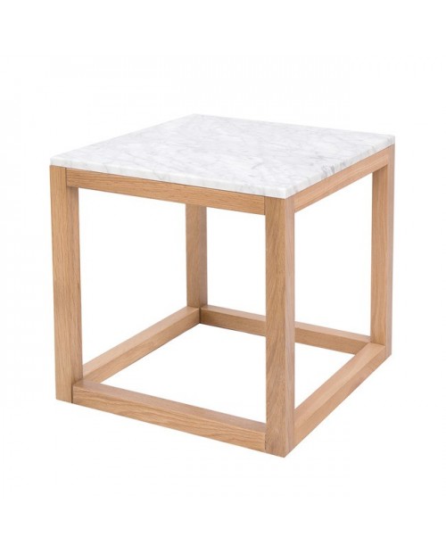 HARLOW END TABLE OAK / WHITE MARBLE TOP