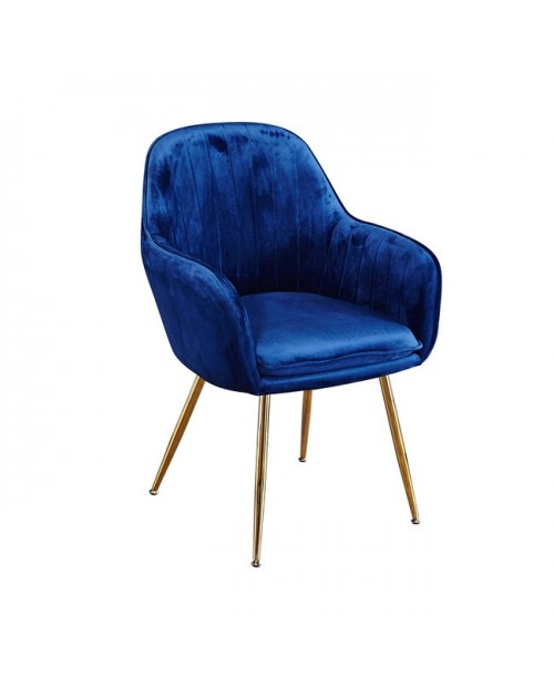 LARA DINING CHAIR ROYAL BLUE WITH GOLD LEGS