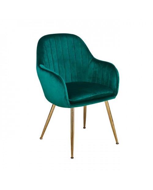 LARA DINING CHAIR FOREST GREEN WITH GOLD LEGS