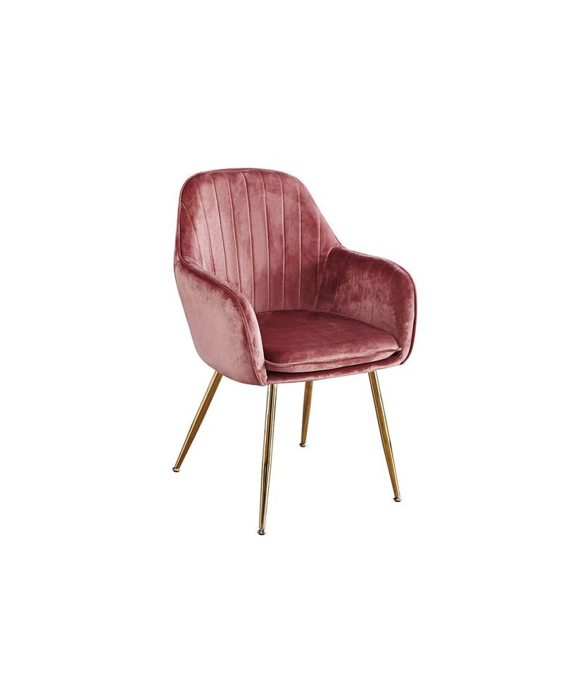 LARA DINING CHAIR VINTAGE PINK WITH GOLD LEGS