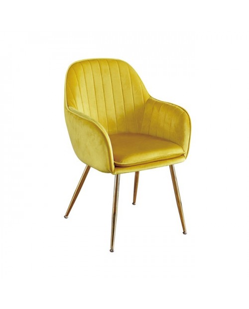 Lara Contemporary Ochre Yellow Velvet Assembled Chairs