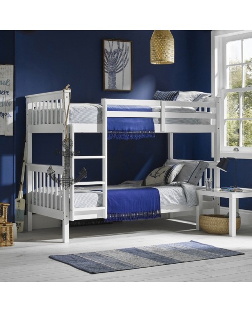 Leo Contemporary White Pine Bunk Bed Frame