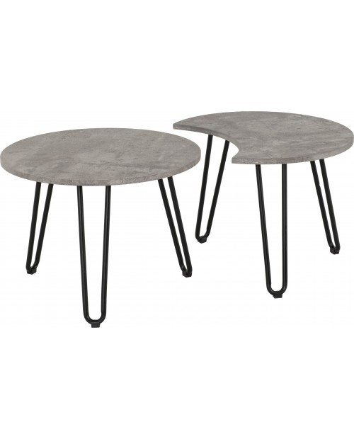Athens Duo Coffee Table Set Concrete Effect/Black