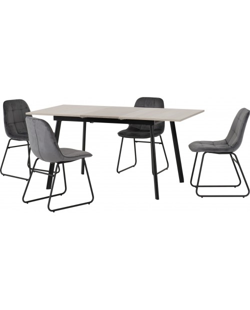 Avery Extending Dining Set with Lukas Chairs Concrete/Grey Oak Effect/Grey Velvet
