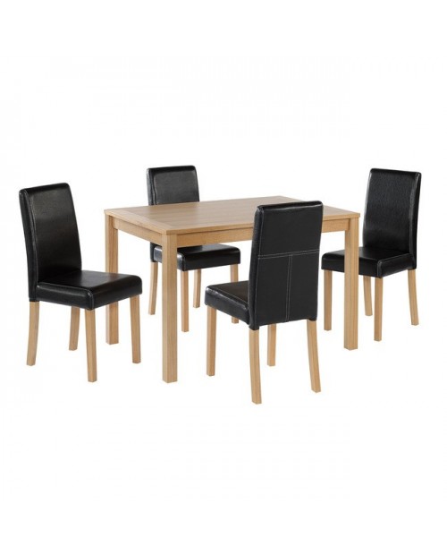 Linden Dining Table Only In Oak Finish Fixed Top